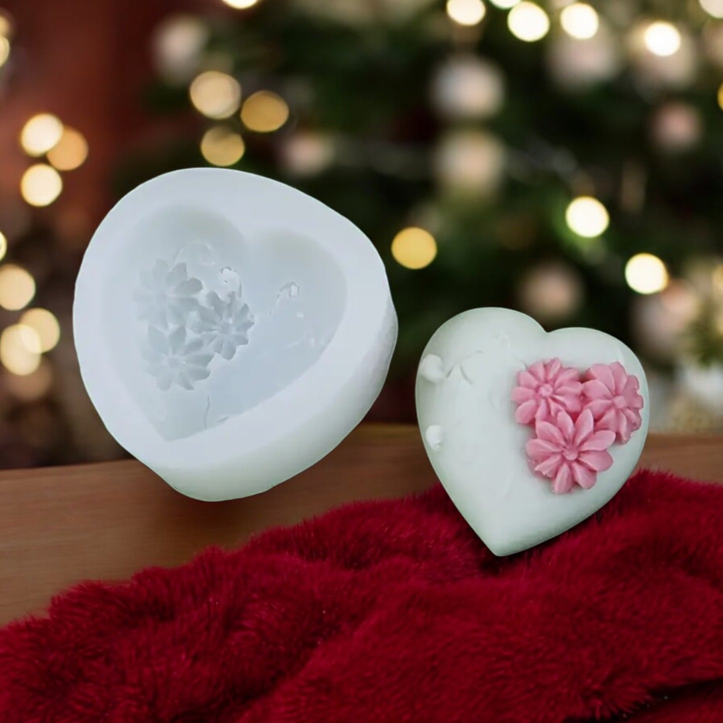 Moule silicone cœur et fleur