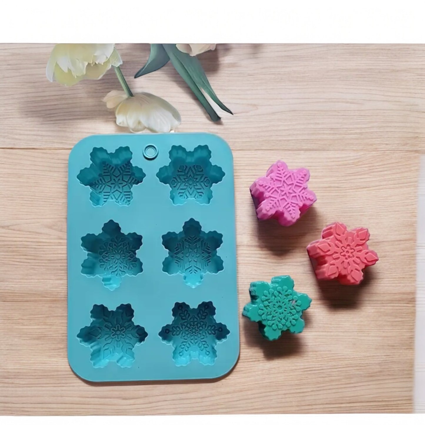 Moule silicone flocon de neige bougie