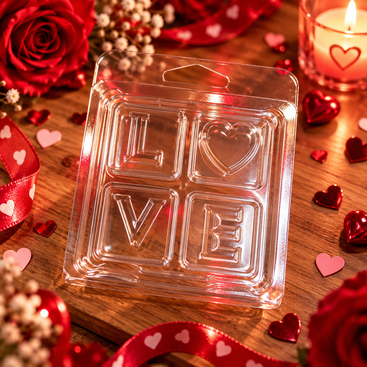 Clamshell LOVE – 4 Cavités – Pour Fondants Parfumés