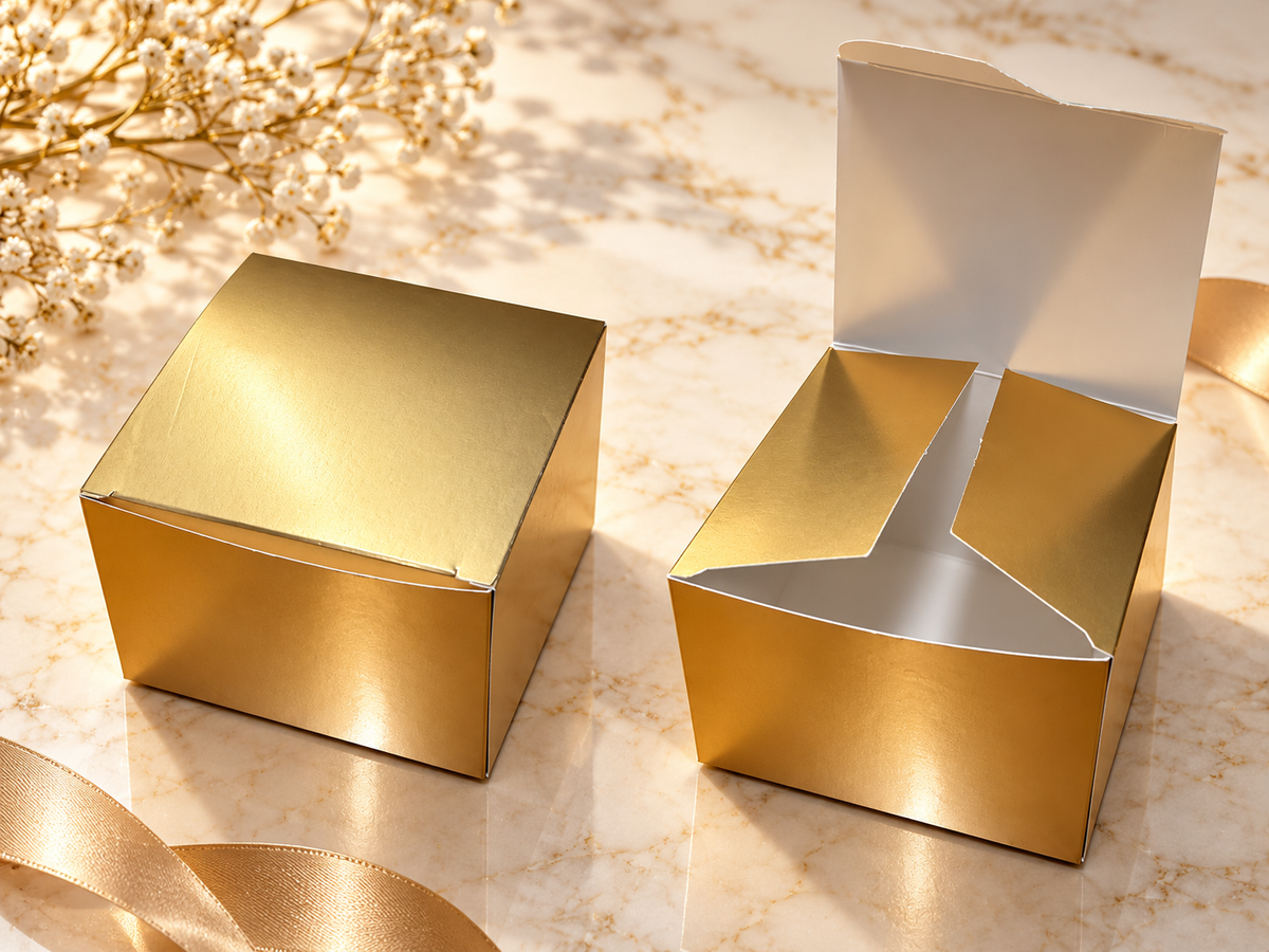 Boîte Cadeau Dorée Métallisée – 10 × 10 × 10 cm | Idéale pour Bougies Parfumées