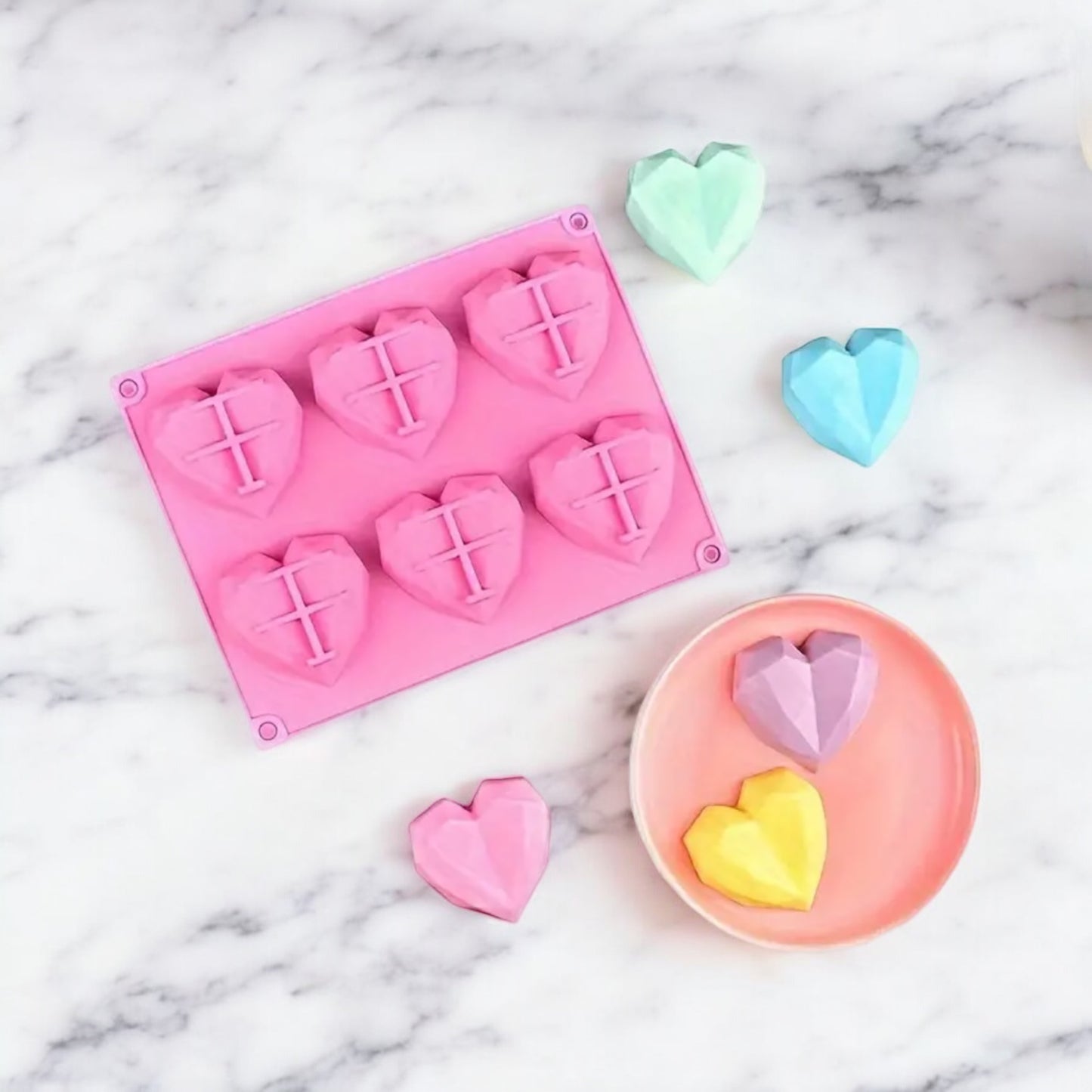 Moule silicone cœur diamant fondant