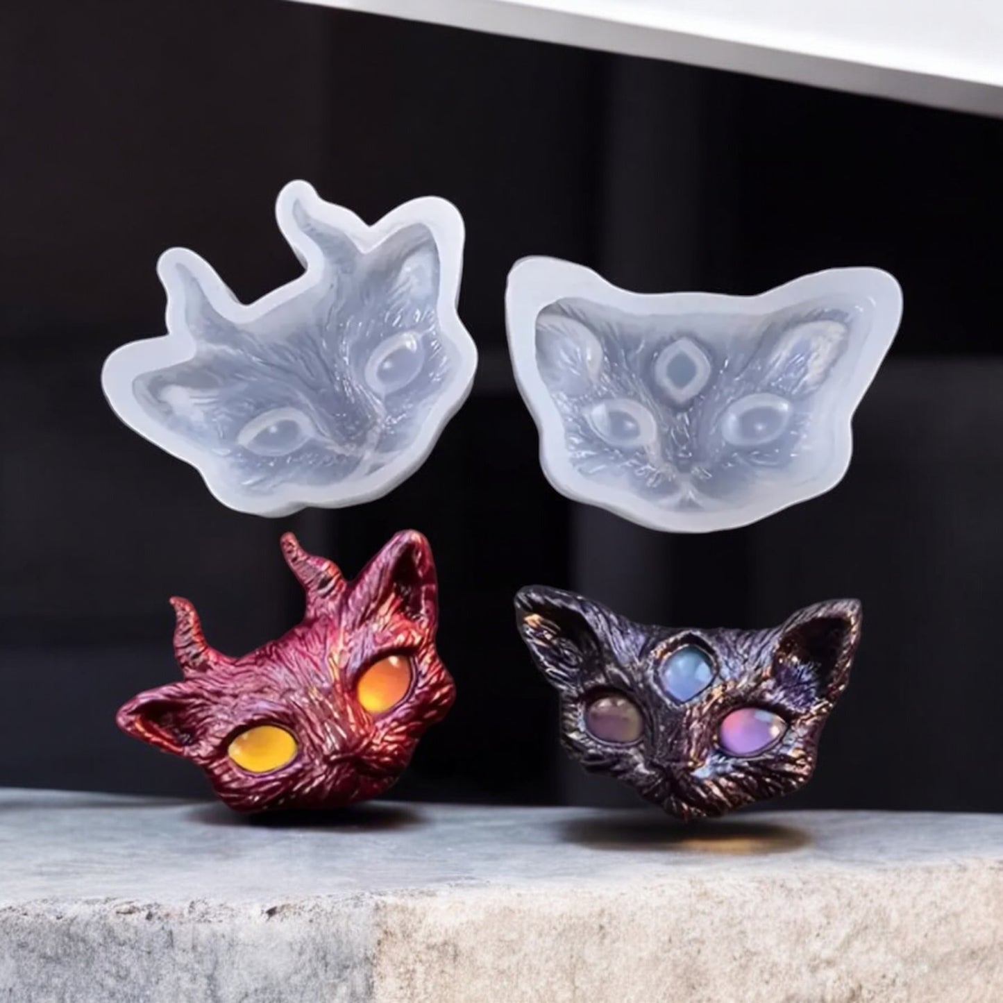 Moule silicone tête de chat