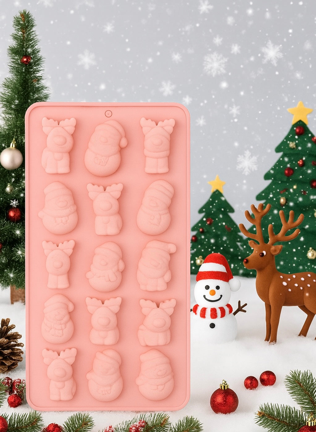 Moule en silicone Noël – Rennes & bonhommes de neige