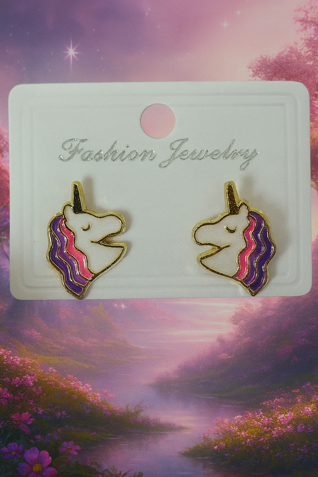 Boucles d’Oreilles Fantaisie – Tête de Licorne Féerique