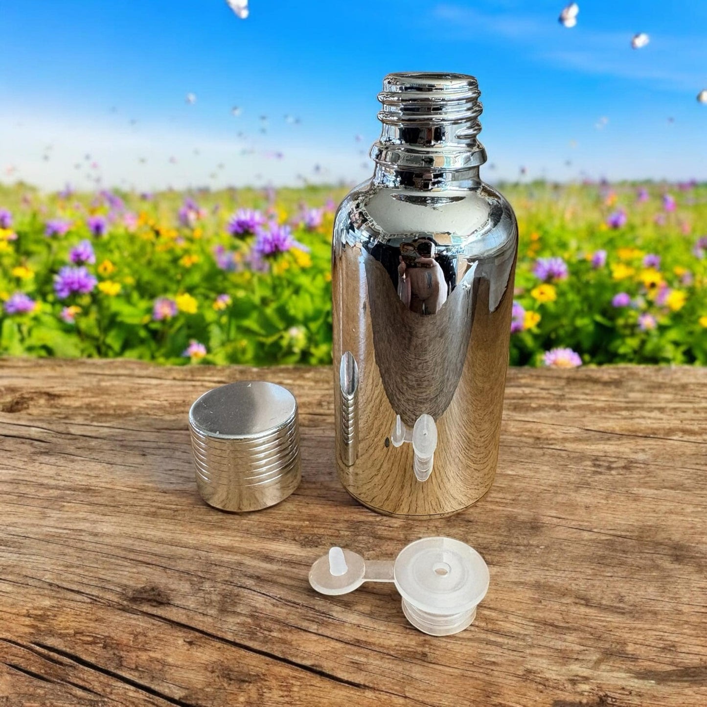Flacon argenté en verre 30ml