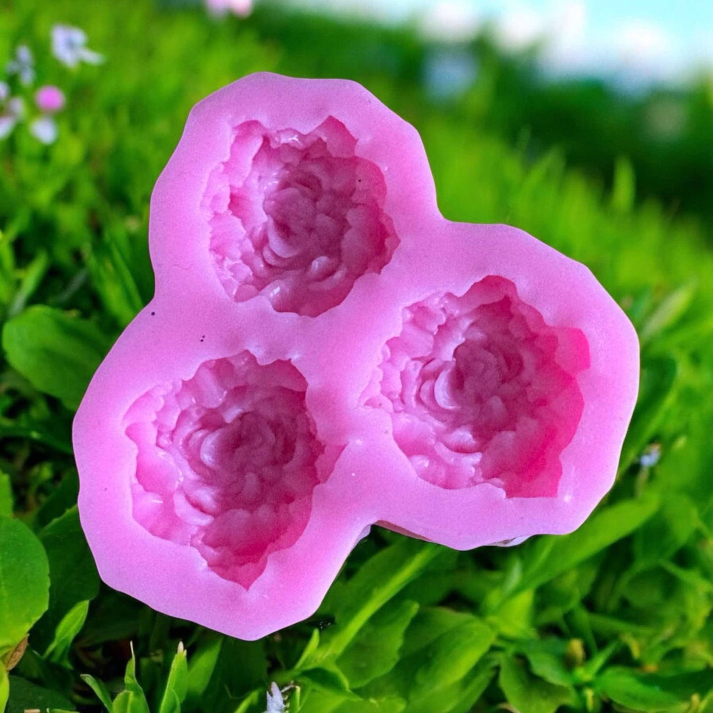 Moule silicone rose 3 cavités