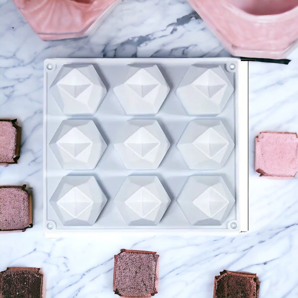 Moule silicone 9 cavités sphère géométriques