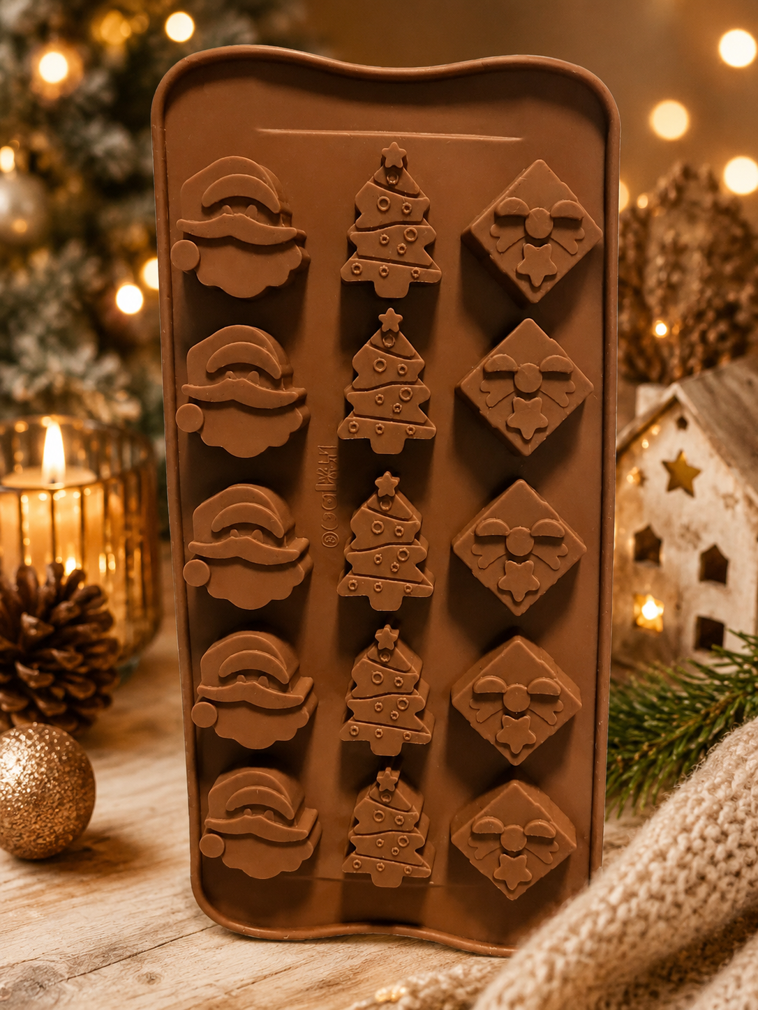Moule en Silicone Mini Noël – Père Noël, Sapin & Cadeau