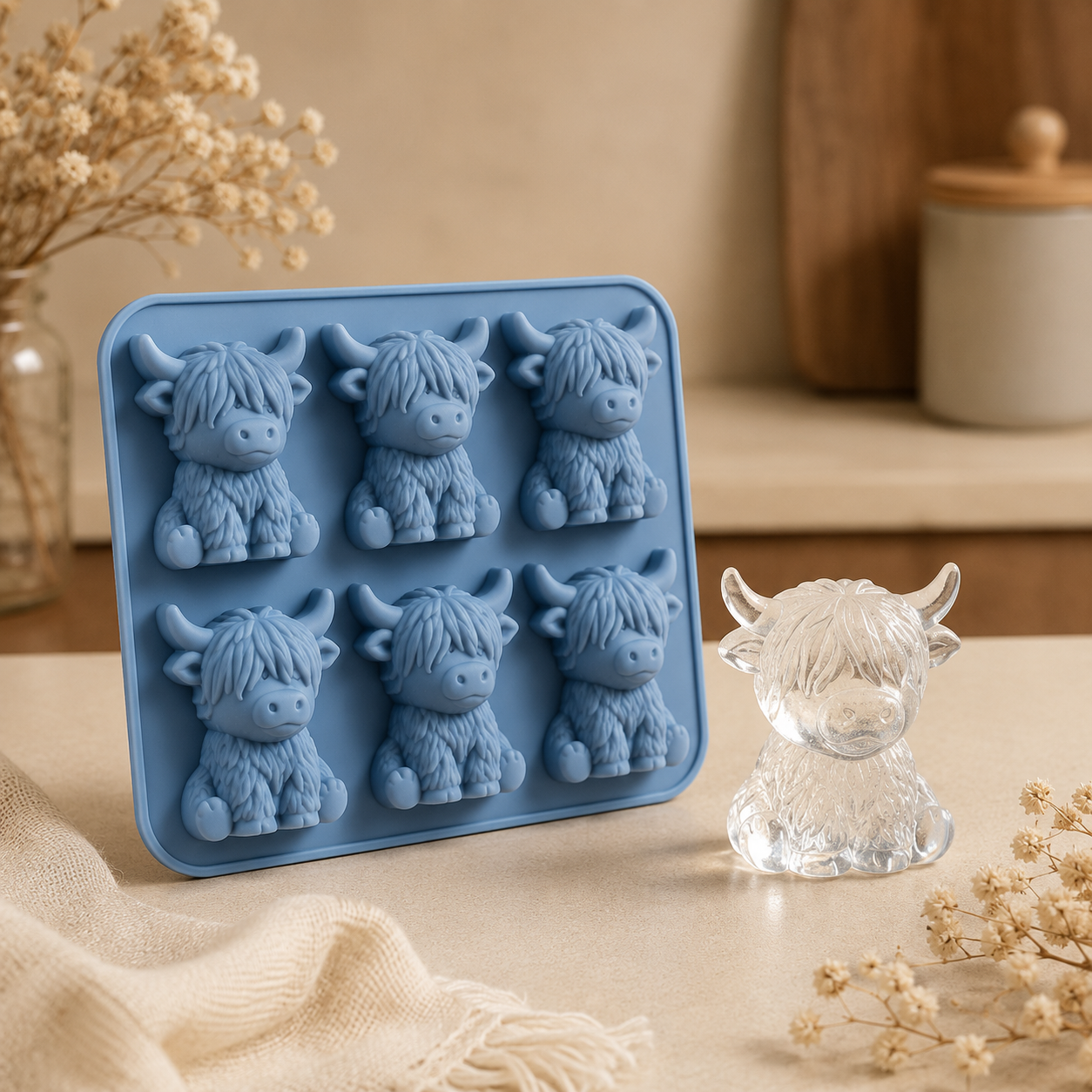 Moule en silicone – Vache Highland, 6 cavités
