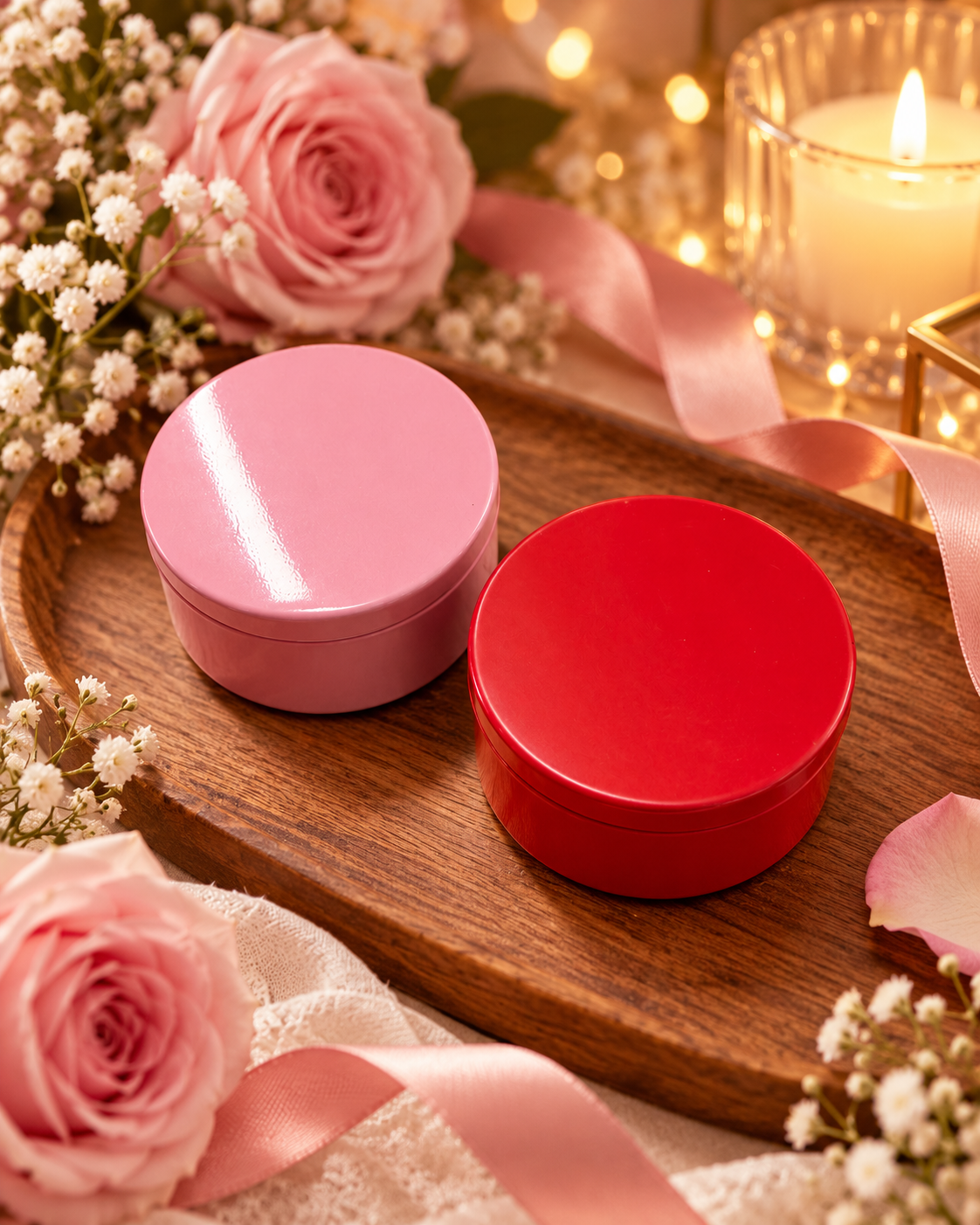 Boîtes Métalliques Unies – 50 ml | Rose & Rouge