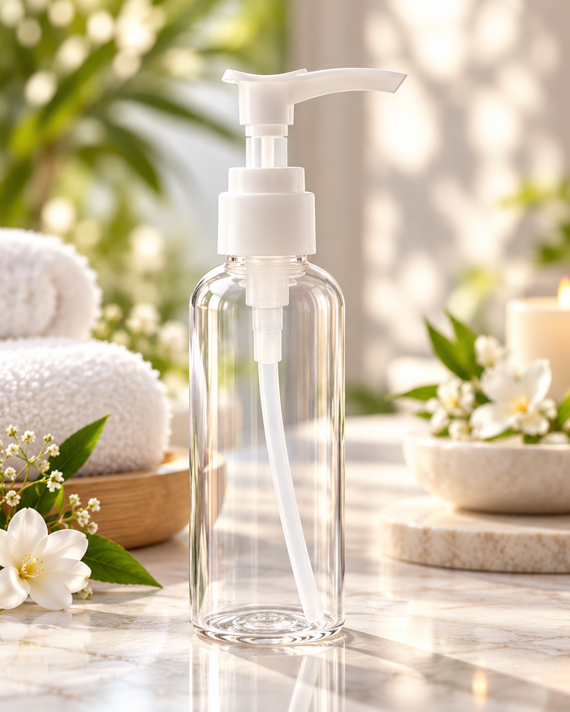 Flacon Pompe en Plastique Transparent – 100 ml