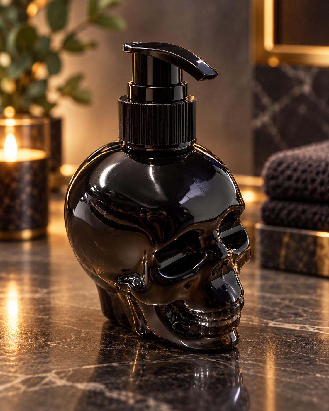 Flacon Pompe Tête de Mort Noir – 300 ml