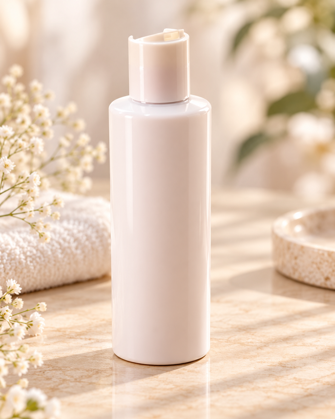 Flacon en Plastique Blanc avec Bouchon à Clapet – 250 ml