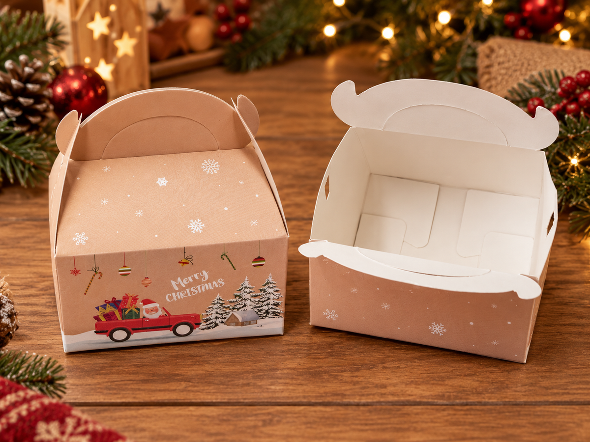 Boîte Cadeau de Noël en Carton – 8 × 6 × 4,5 cm | Décor Père Noël