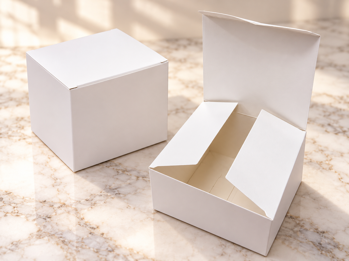 Boîte Cadeau Blanche en Carton – 10 × 10 × 10 cm | Idéale pour Bougies Parfumées