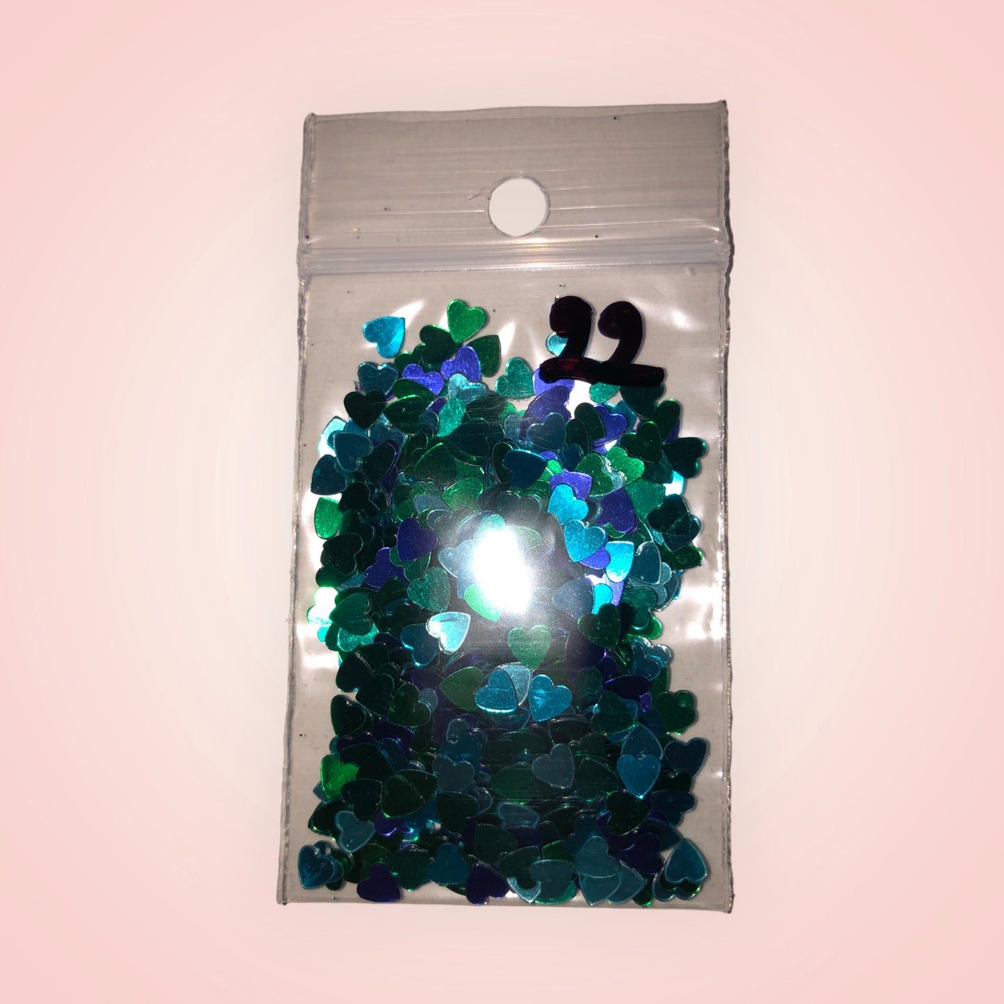 Paillette Coeur Vert et Bleu arrêt 22