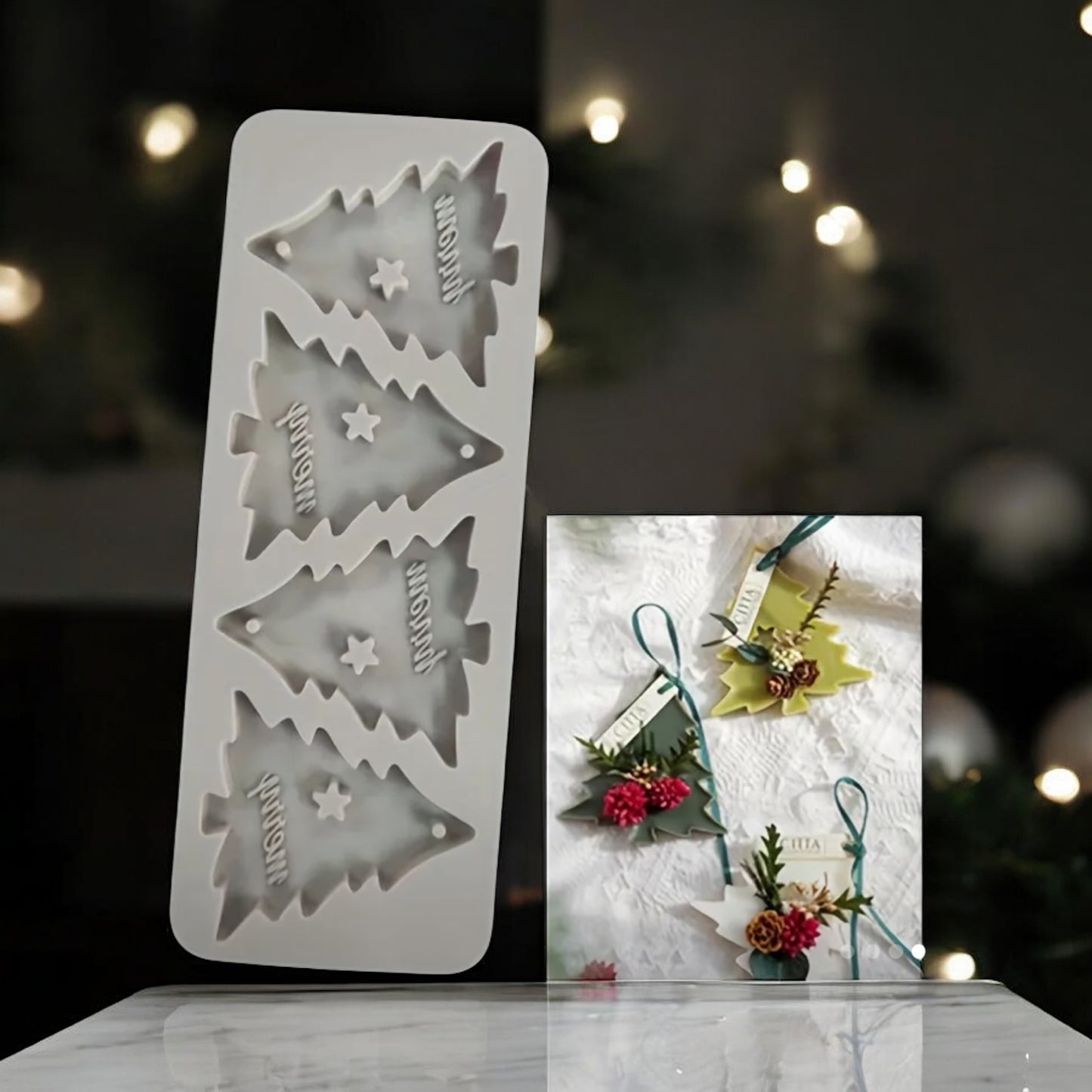 Moule en Silicone – Suspension Sapin de Noël (4 Cavités)