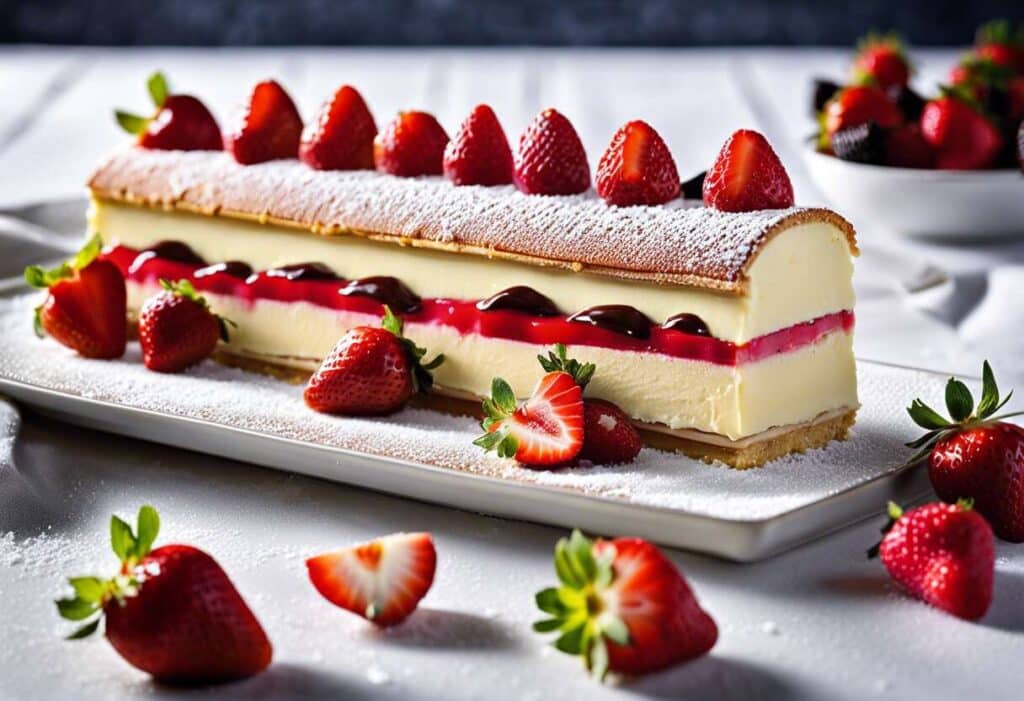 Bûche à la fraise & pâte d'amande