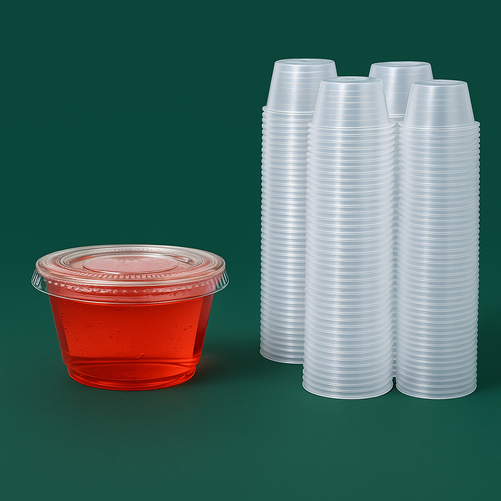 Gobelets en plastique sans BPA avec couvercles – 30ml.