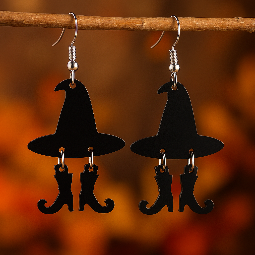 Boucles d’oreilles Chapeau de sorcière & bottes