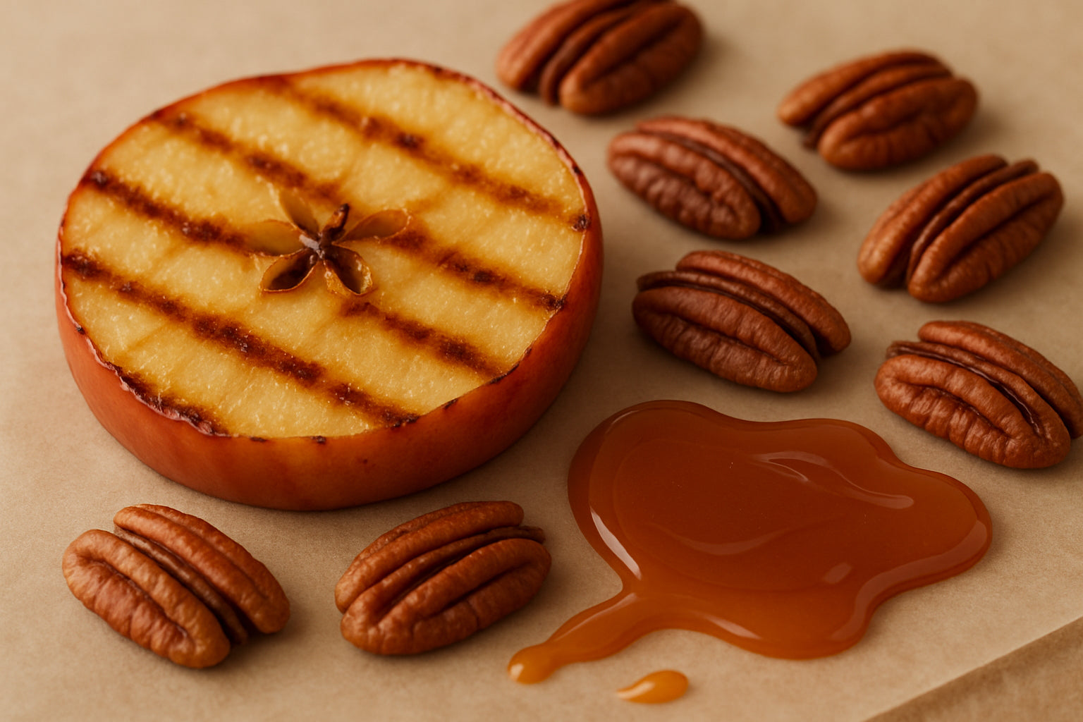 Pomme grillée caramel pécan