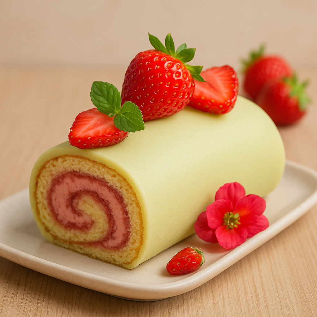 Bûche à la fraise & pâte d'amande