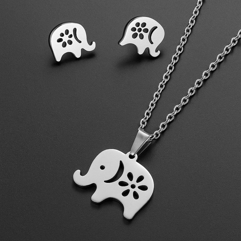 Ensemble Collier &  Boucles d’oreilles — Éléphant