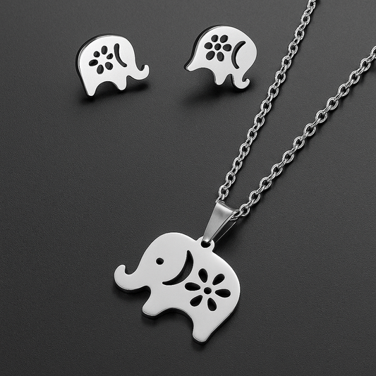 Ensemble Collier &  Boucles d’oreilles — Éléphant