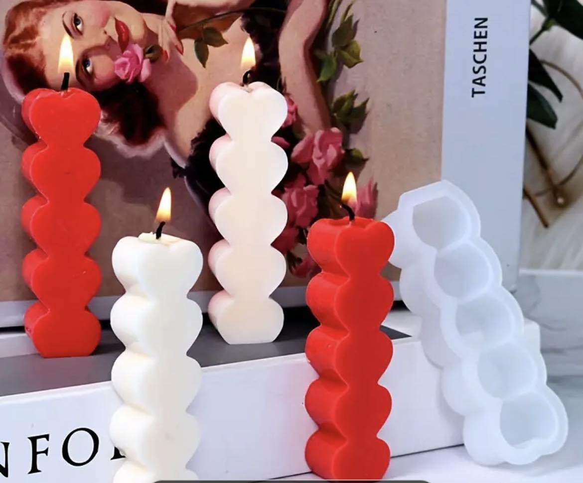 Moule silicone pour bougie en coeur