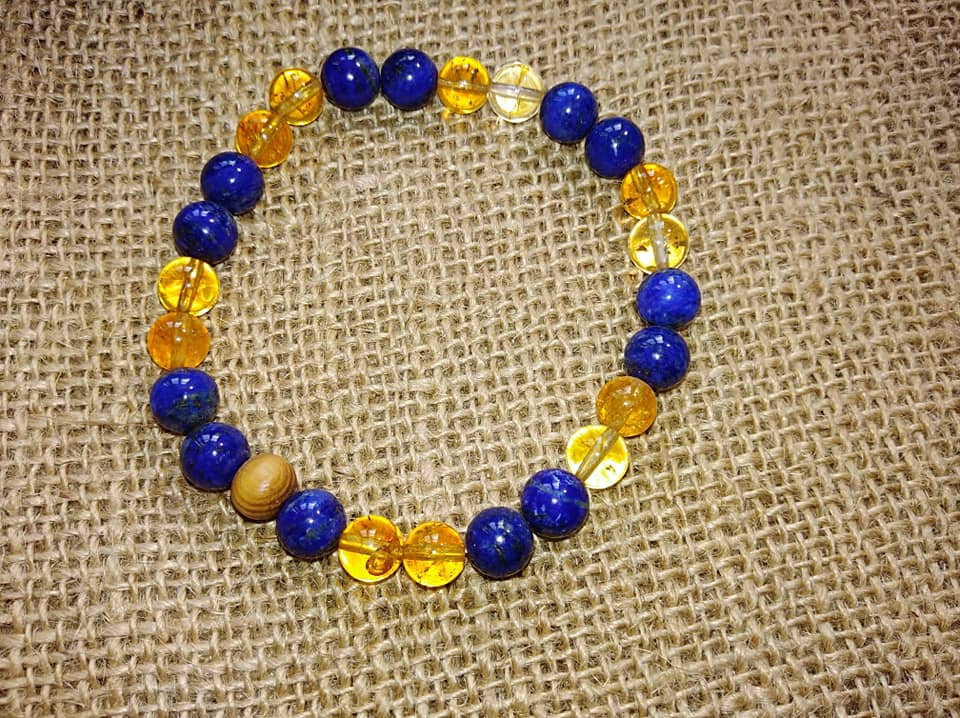 BRACELET "CONTRÔLE ET RÉUSSITE" MIX EN LAPIS LAZULI & CITRINE