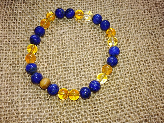 BRACELET "CONTRÔLE ET RÉUSSITE" MIX EN LAPIS LAZULI & CITRINE