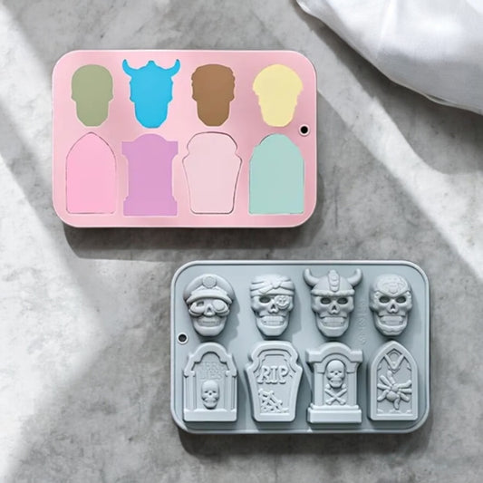Moule silicone crâne et pierre tombale fondant