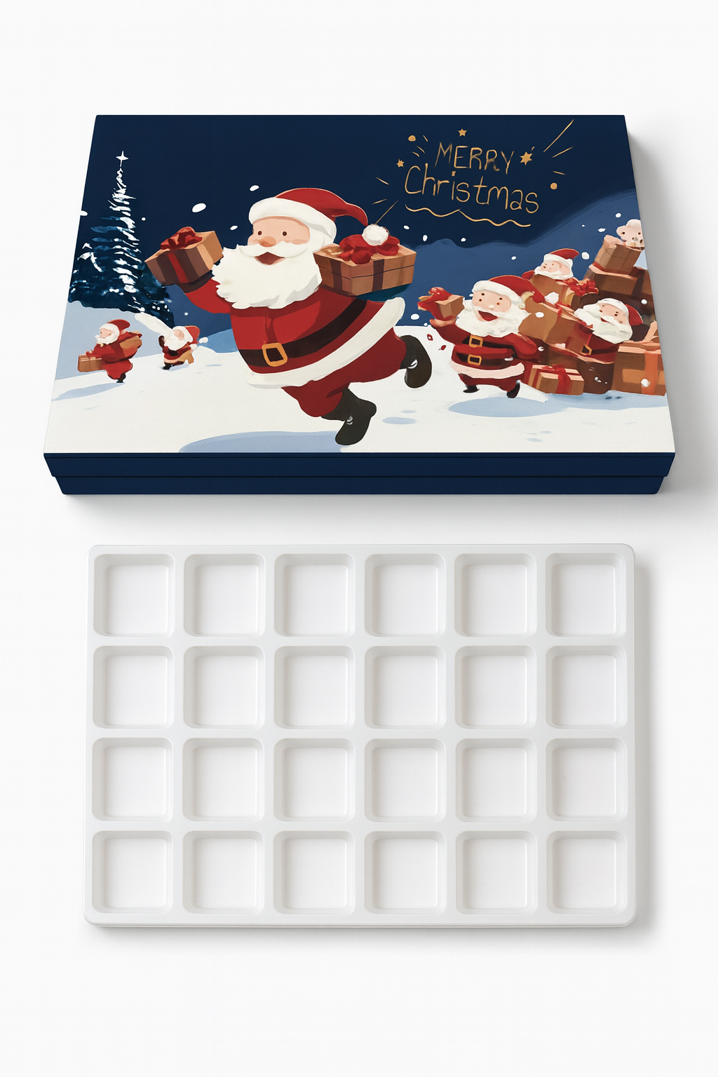 Boîte de calendrier de Noël avec Père Noël – 24 jours