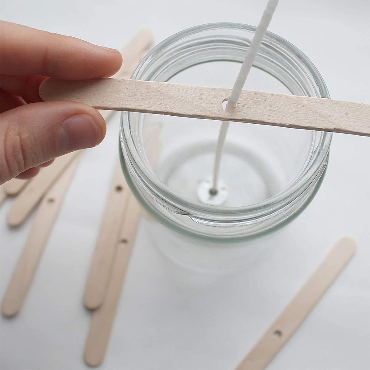 Support de Mèche en Bois, Dispositif de Centrage de Mèche de Bougie, Tige de Mèche de Bougie en Bois,pour la Fabrication de Bougies