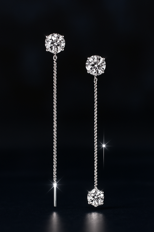 Boucles d’Oreilles Pendantes – Design à 6 Griffes en Argent 925
