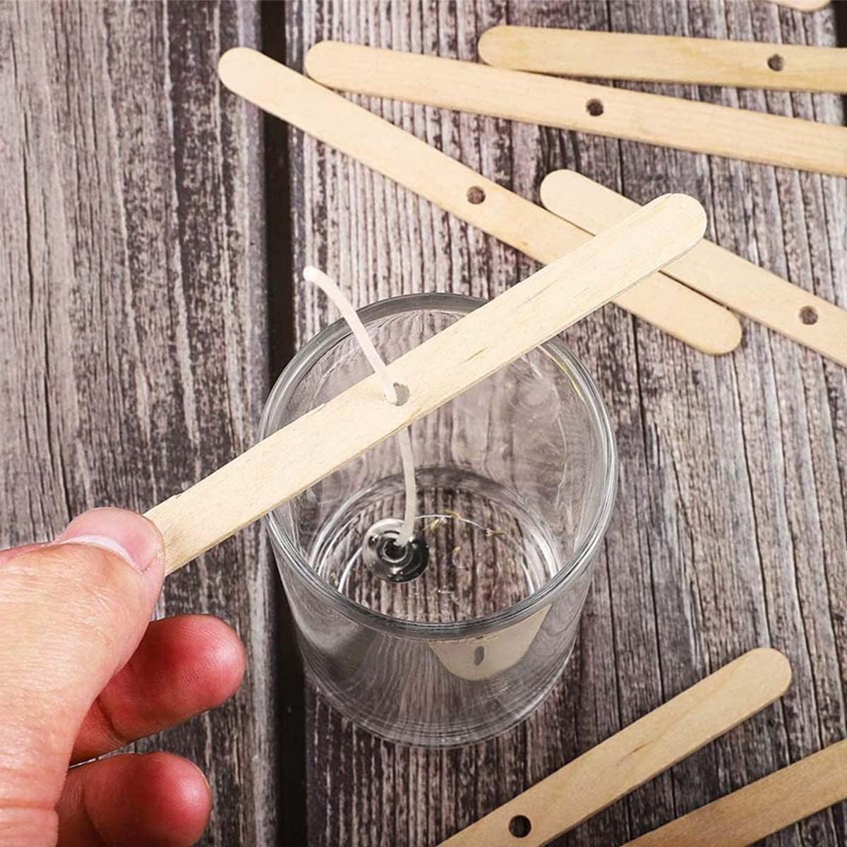 Support de Mèche en Bois, Dispositif de Centrage de Mèche de Bougie, Tige de Mèche de Bougie en Bois,pour la Fabrication de Bougies
