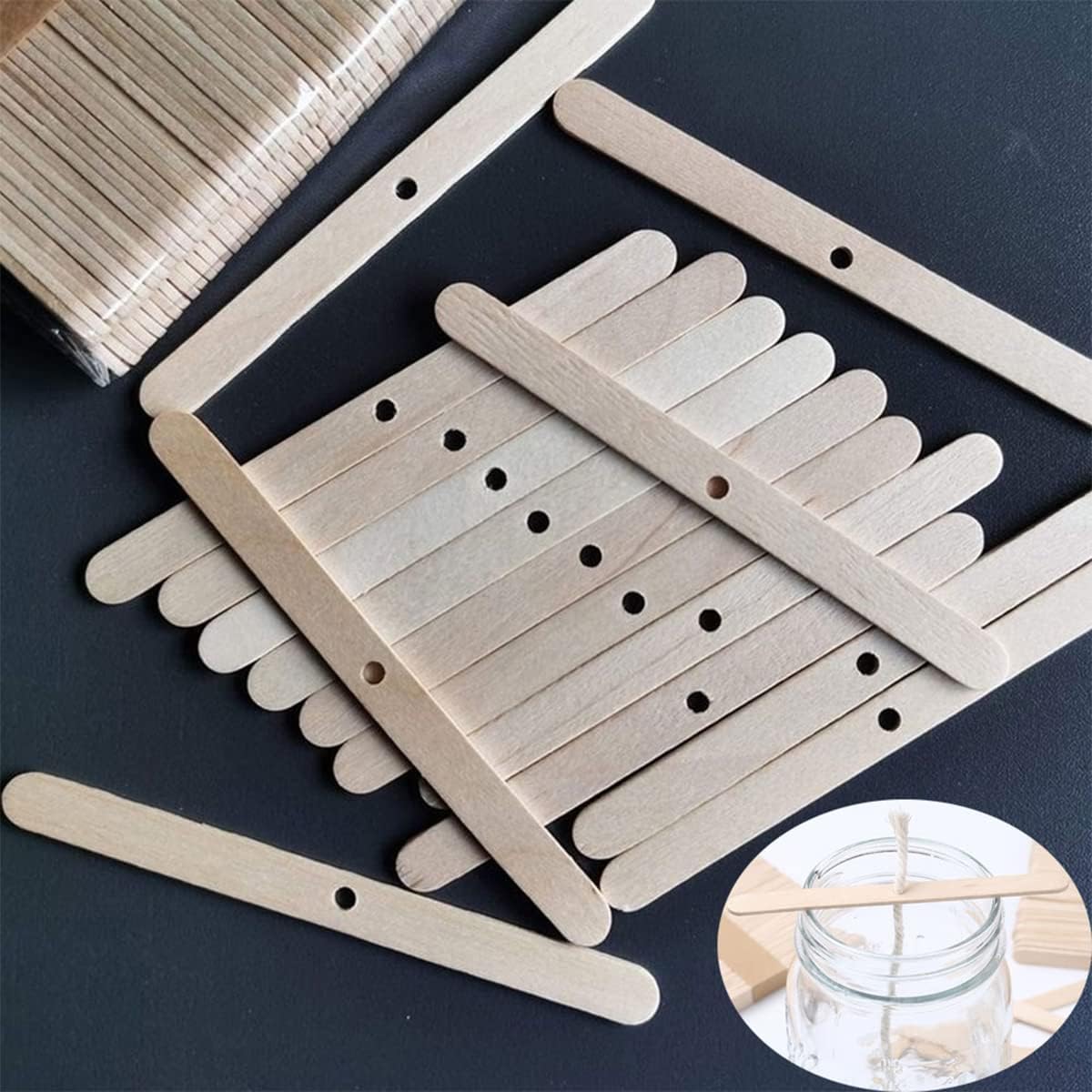 Support de Mèche en Bois, Dispositif de Centrage de Mèche de Bougie, Tige de Mèche de Bougie en Bois,pour la Fabrication de Bougies