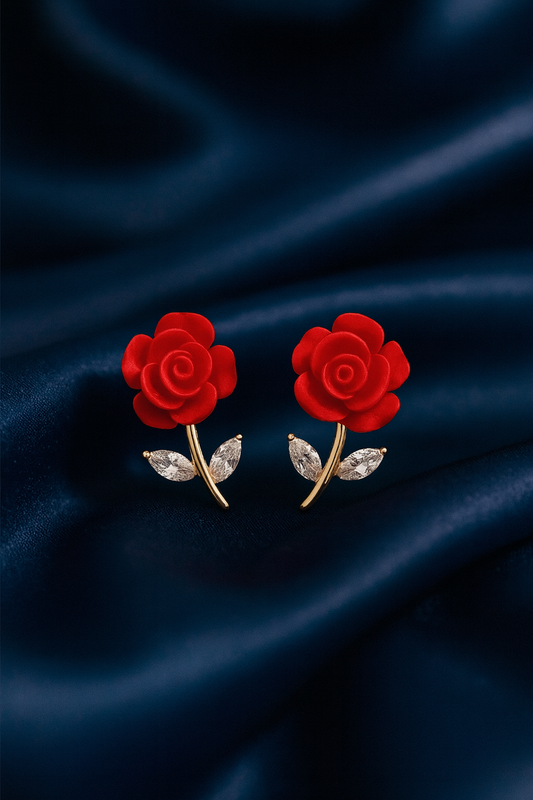 Boucles d’oreilles à clou — Rose rouge