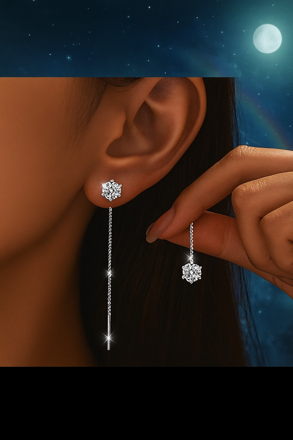 Boucles d’Oreilles Pendantes – Design à 6 Griffes en Argent 925