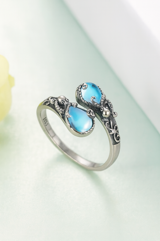 Bague réglable en argent 925 – Jolie pierre, design épuré