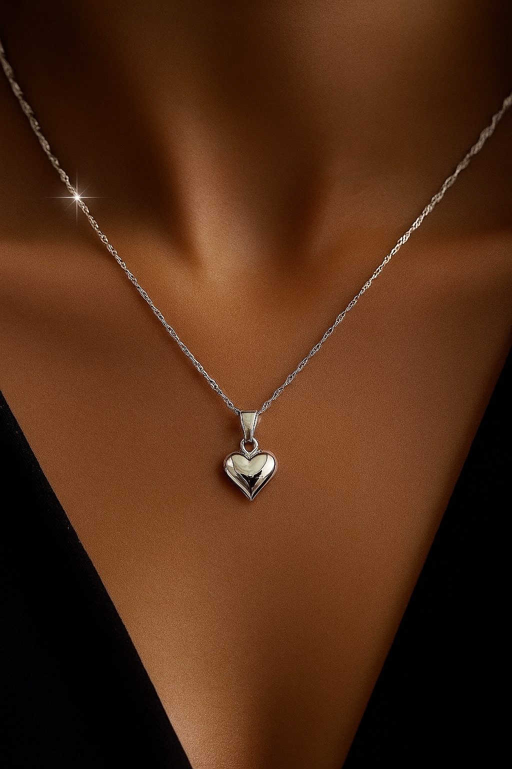 Collier Pendentif Cœur – Argent 925 Style Bohème Vintage