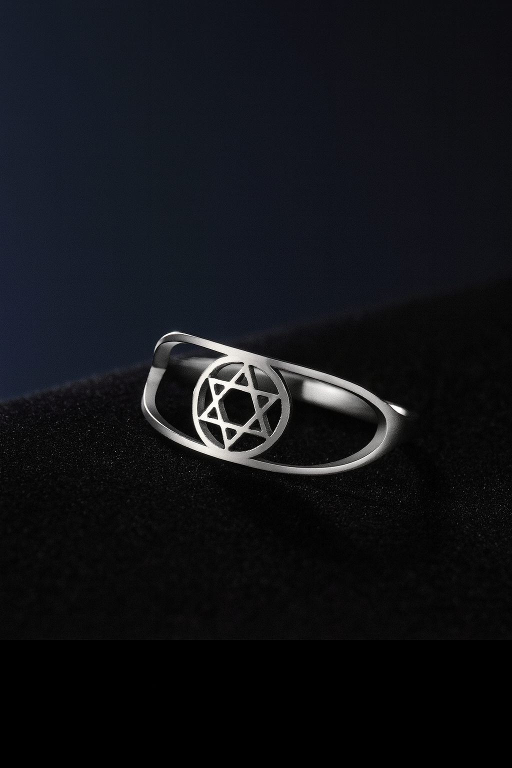 Bague réglable en acier inoxydable – Roi/Étoile de David