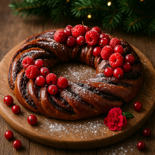 Couronne de Noël chocolat fruit rouge