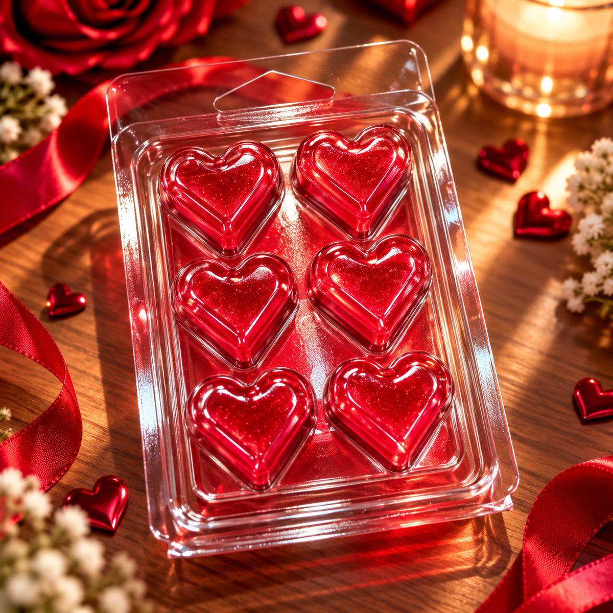 Clamshell 6 Cœurs – Pour Fondants Parfumés – Collection Amour & Douceur