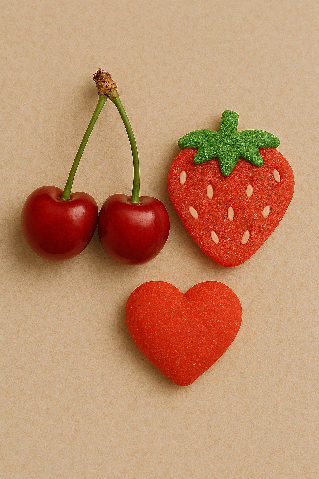 Bisou de cerise et coeur de fraise