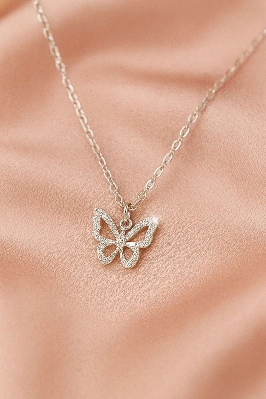 Collier Papillon Creux – Argent 925 & Chaîne Serpent