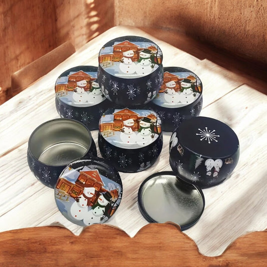 Contenant à bougie Noël bonhomme de neige