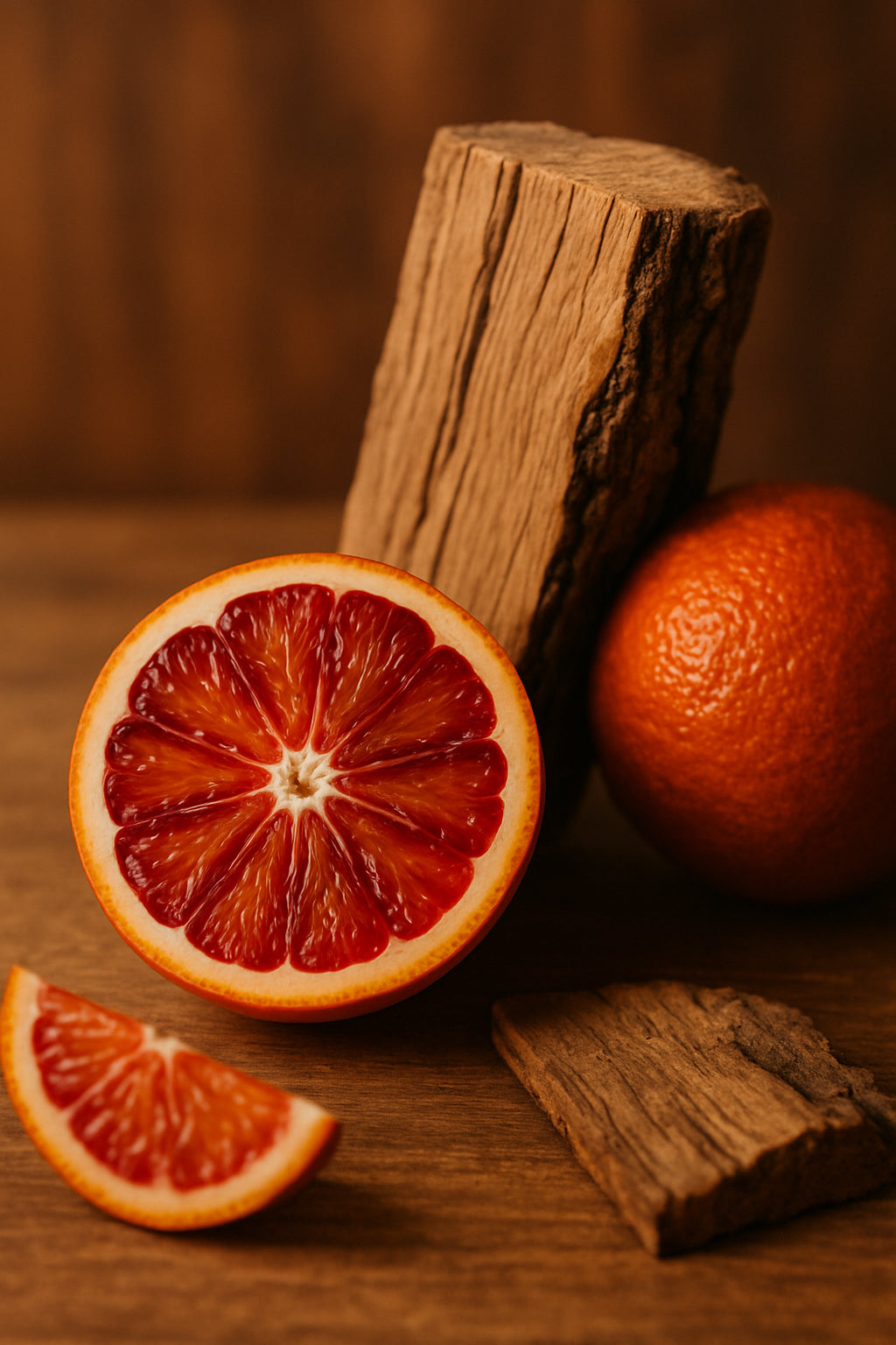 Orange sanguine et bois de chêne