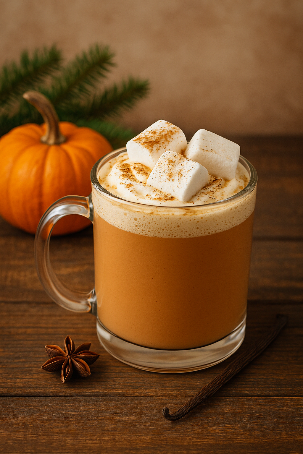 Latte à la citrouille et guimauve