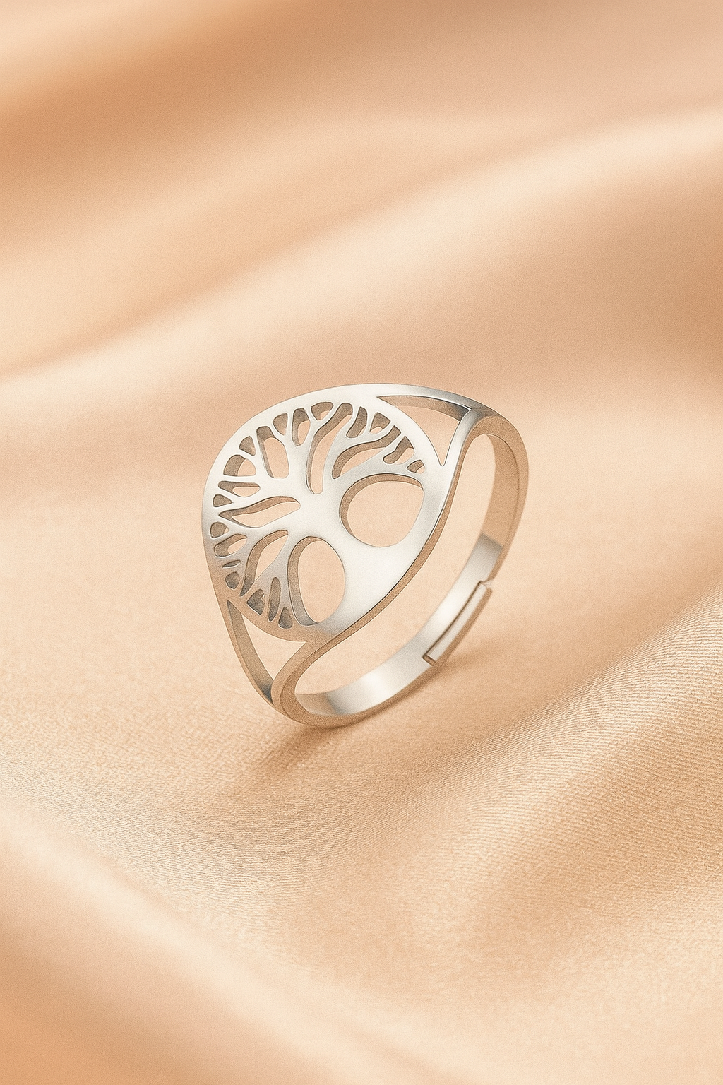 Bague réglable en acier inoxydable – Arbre de vie